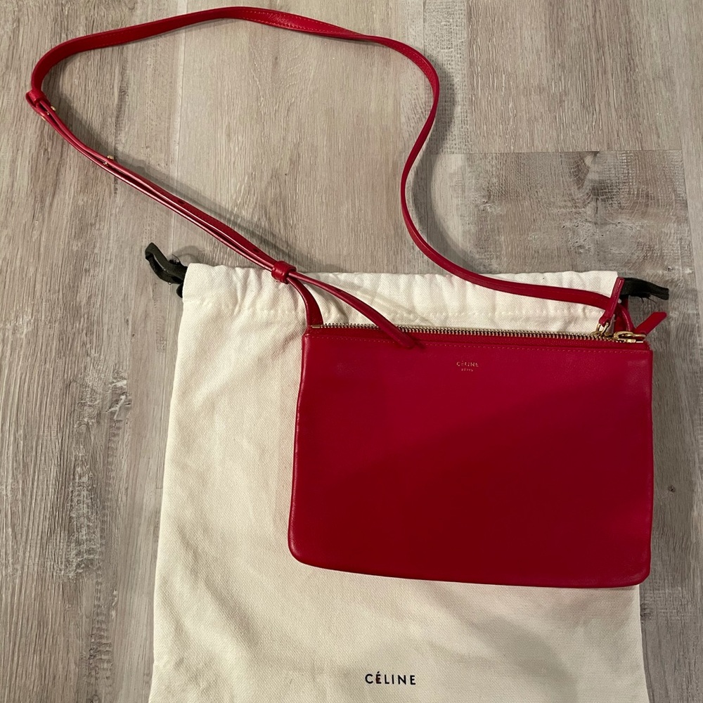 Celine Trio Bag in Red leather lambskin